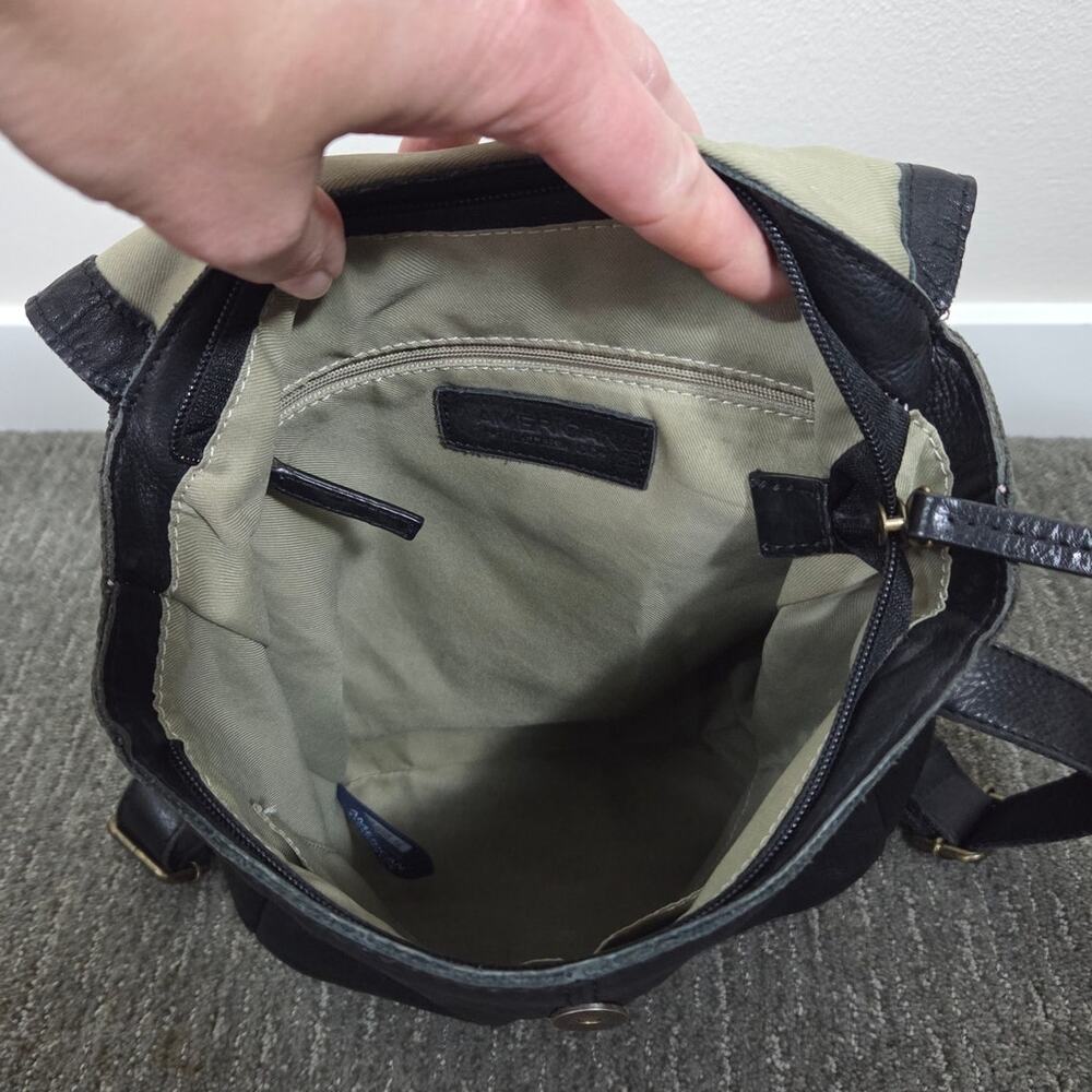 American Leather Co Black Leather Backpack Purse - Picture 12 of 16